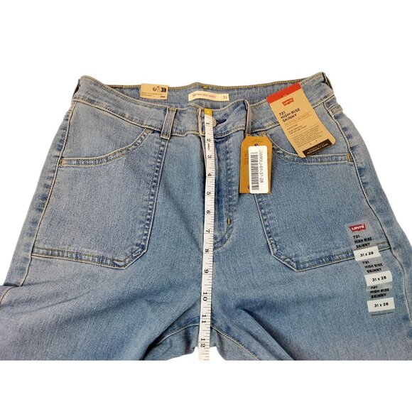 Levis Womens High-Rise Tapered Jeans Size 31x28 Recycled Denim Light Wash - Picture 9 of 13